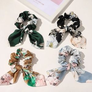 4 Pack Floral Ribbon Scrunchie Hair Bows Ties Women Party Gift Girl Pretty Cute